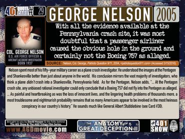 George Nelson. Air Crash Investigator. 9/11 Quote: No plane hit Shankesville. 401 Quote Cards.