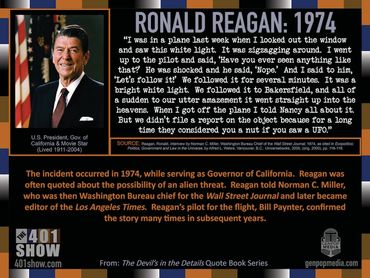 Ronald Reagan Quote from 1974 about being in a plane as Gov. that chased a UFO with the pilot.