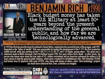 Benjamin Rich Quote: Black Budget money has taken the U.S. Military at least 50+ years beyond ...