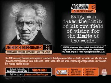 Schopenhauer: Every man takes the limits of his own field of vision for the limits of the world. 401