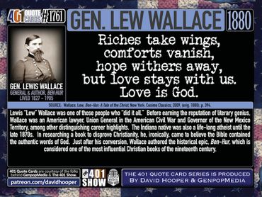 General Lewis Lew Wallace Quote: Riches take wings, comforts vanish, hope withers away, but love ...