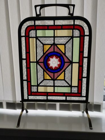Victorian fire screen made by leaded glass studios