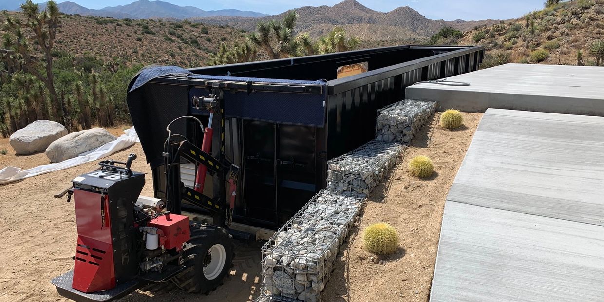 Shipping Container Swimming Pool Delivery Yucca Valley, CA with view of Joshua Trees and mountains