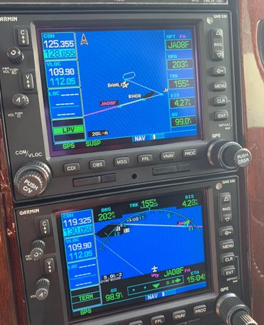 Garmin GNS530W for communication and navigation. Garmin mode S transponder.