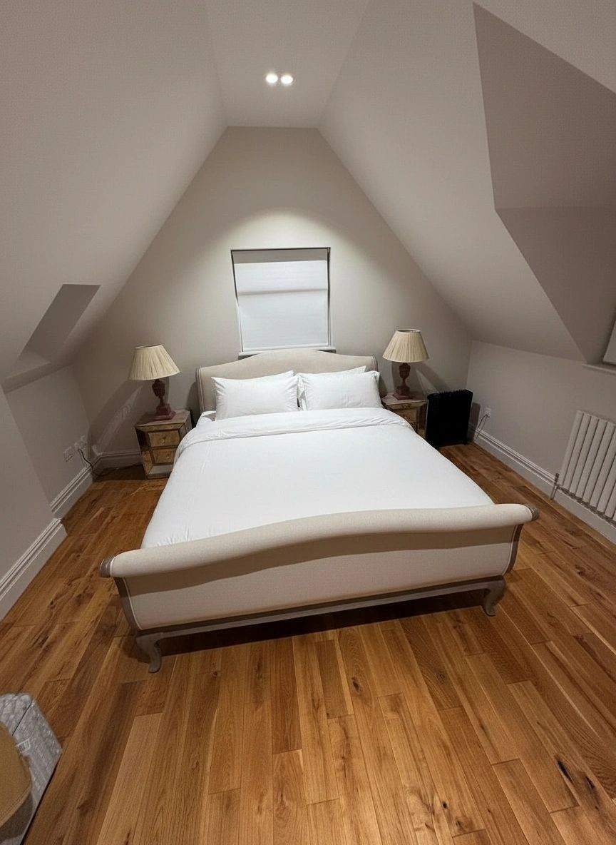 Guest-ready bedroom with pristine white linen