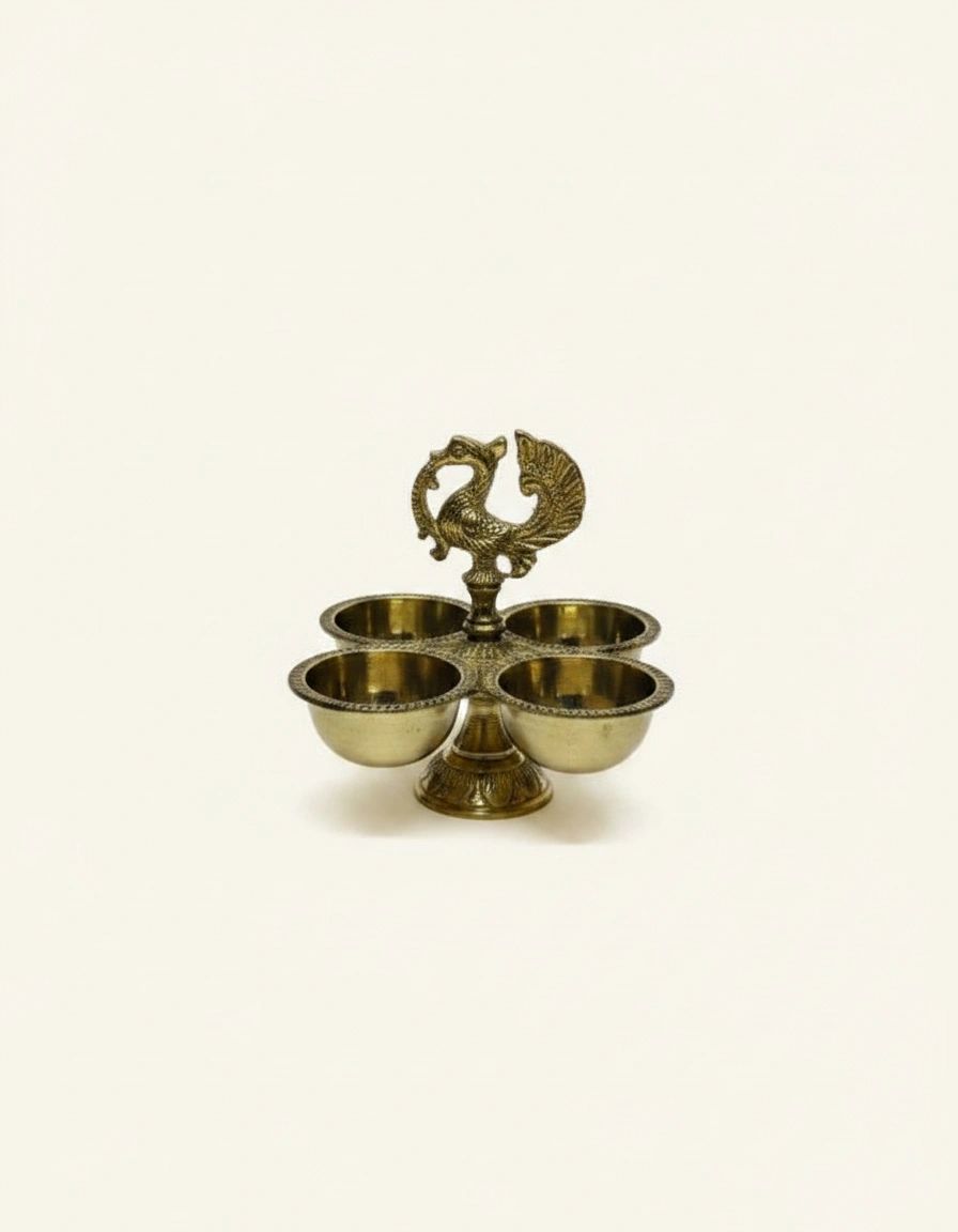 Peacock Diya Holder — 4 Cup