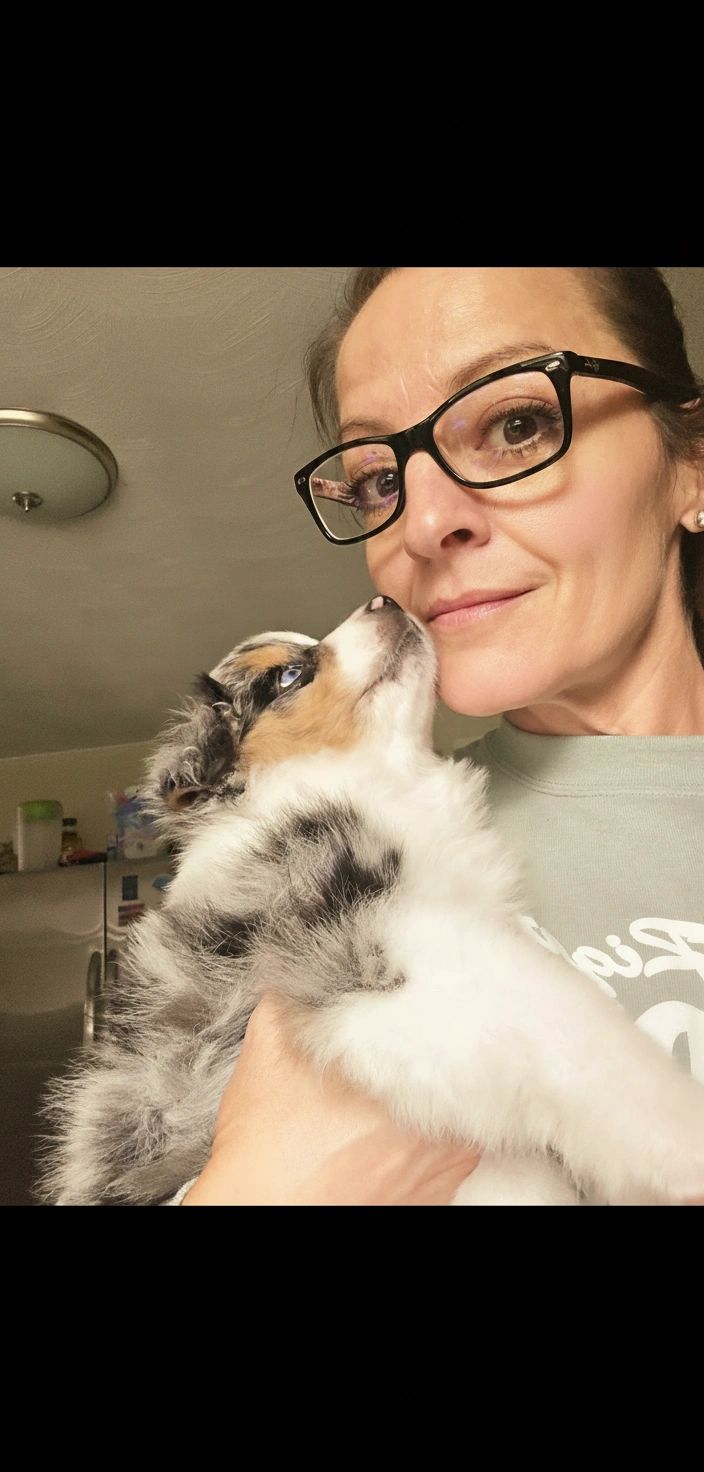 Julie, founder of Anchor & Ark, with her dog