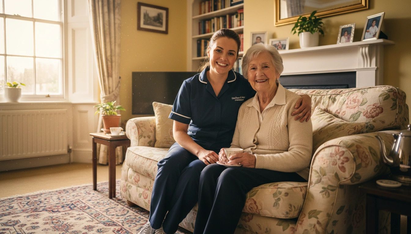 Professional caregiver with client