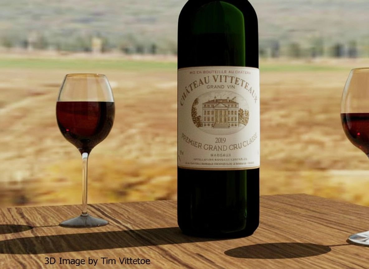 Bordeaux Wine Bottle with Chateaux Vittetoe Label