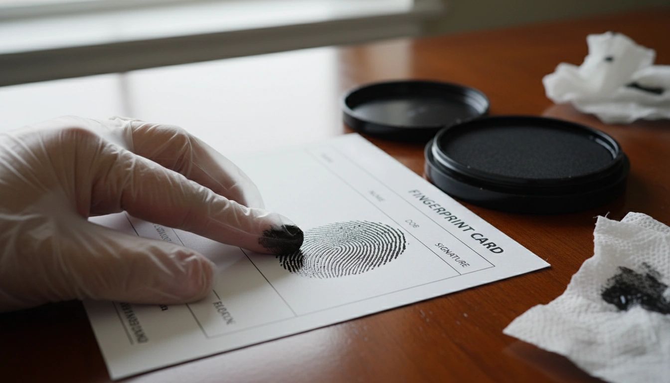 Ink fingerprinting on official fingerprint card