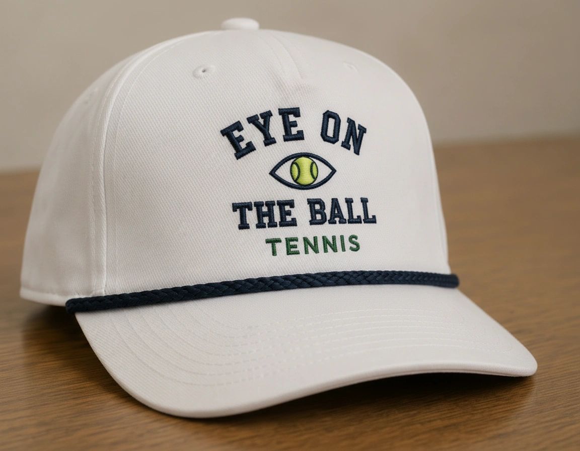 Eye on the Ball Tennis Hat — White