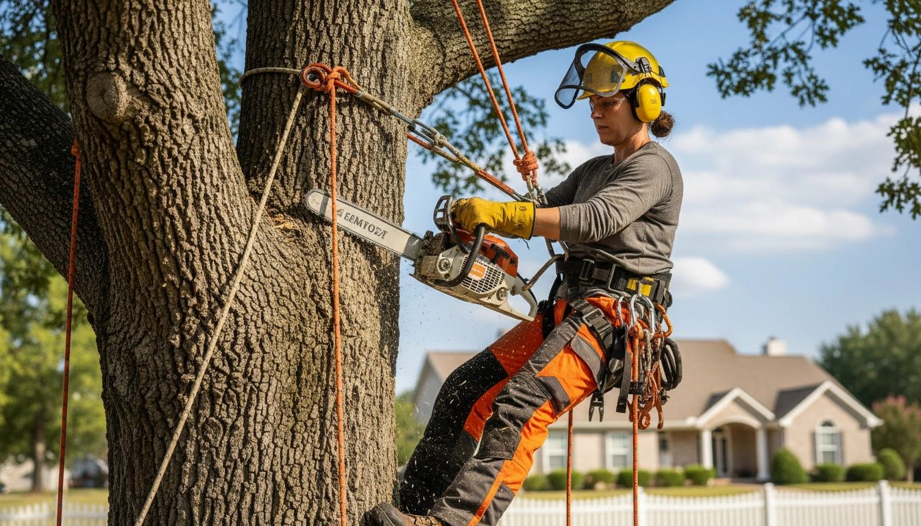 905 Trees professional arborist climbing tree in Durham Region