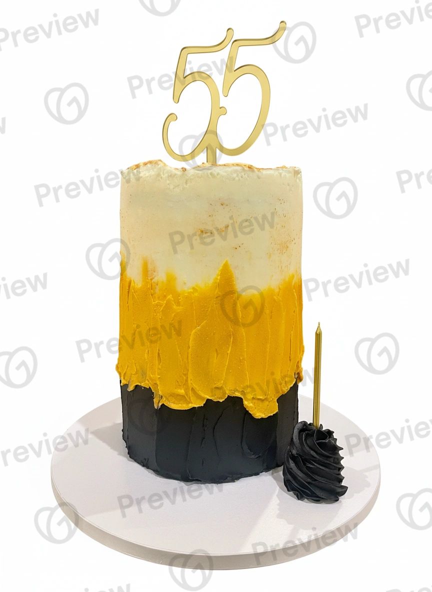 Elegant 55th celebration cake with red and pink hearts
