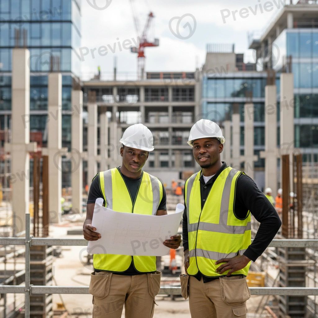 Young Black men working on a construction site