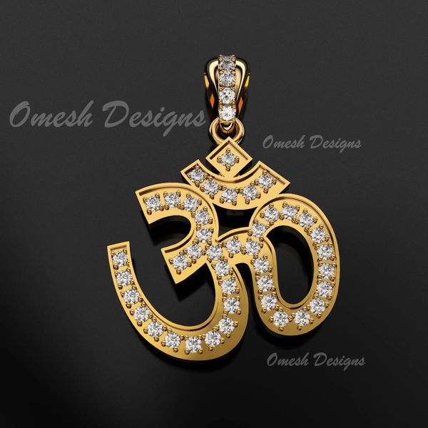 Diamond Om Pendant 14mm