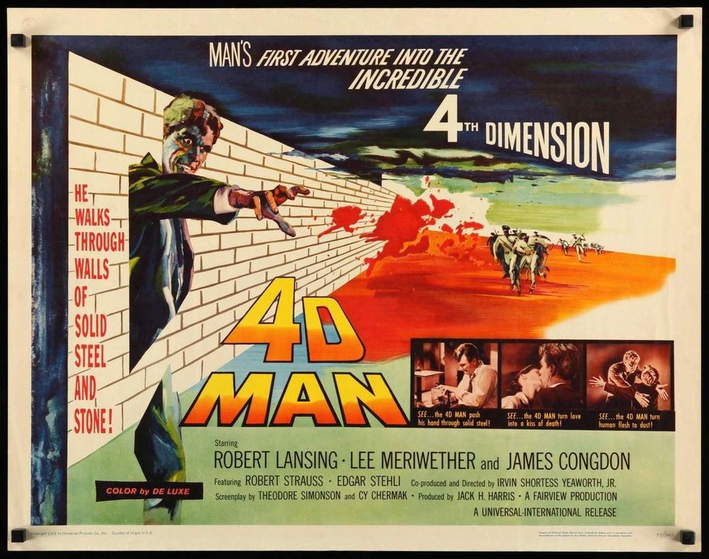 4D Man (1959 Universal International)
Rating: C9 Fine-V. Fine
22x28 - Half Sheet Size