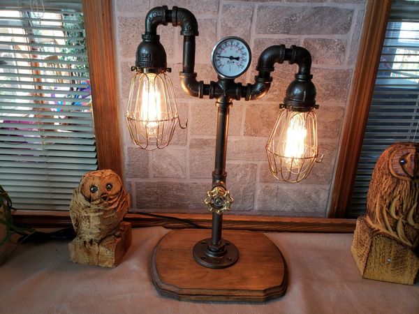 LAMPARA VINTAGE INDUSTRIAL PIPE SCONCE CAGE ROUND EDISON RETRO *** HAE ***  *** INCLUYE FOCO ***