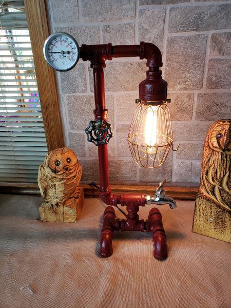 Industrial Retro Lamp on metal base with valve on/off
