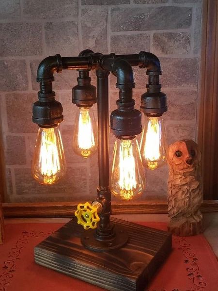 Industrial 4 bulb teardrop Industrial Pipe Lamp with edison bulbs