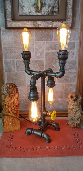 Industrial 4 bulb teardrop 2up/2 down Industrial Pipe Lamp with edison bulbs