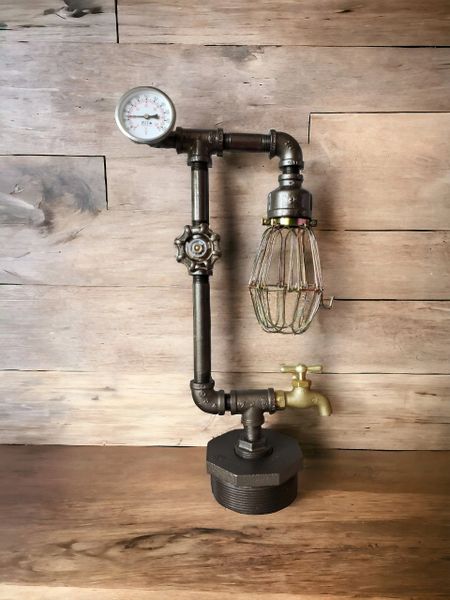 Industrial Retro Lamp on metal base with valve on/off