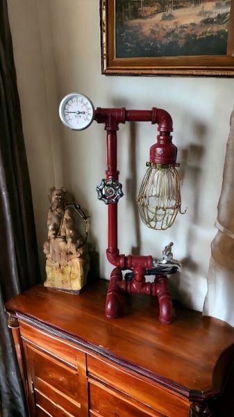 Industrial Retro Lamp on metal base with valve on/off