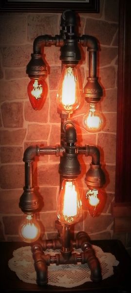 Mr. Edison 6 bulb Tiered Industrial Pipe Lamp