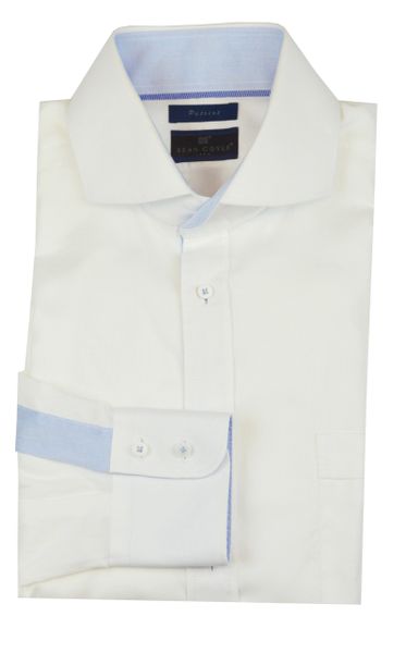 "Patriot One" master class white textured shirt with light blue accents