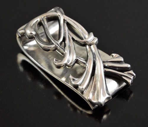 Thick "BLOSSOMING VINE" Money Clip Sterling Silver .925 MADE IN THE U.S.A.