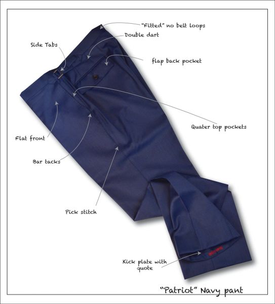 "Patriot" Navy Sharkskin Pant