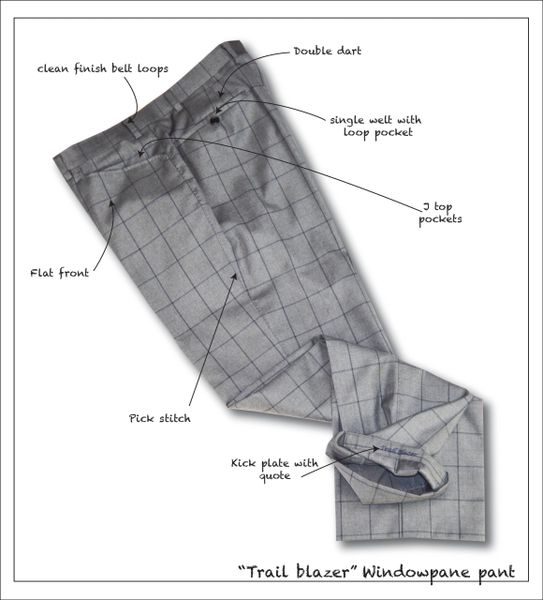 Trail Blazer Flat Front Heather Grey Window Pane Pant