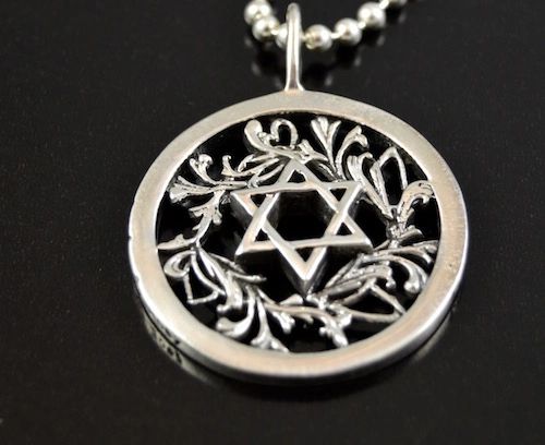 "STAR OF DAVID" Sterling Silver Circle Pendant .925