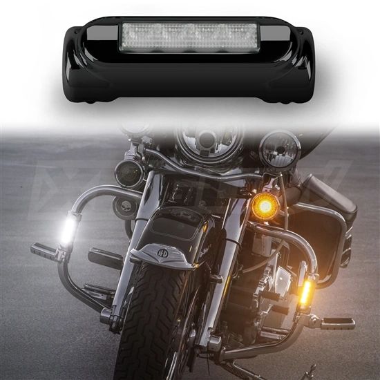 Black Motorcycle Highway Bar Switchback Driving Lights DRL Turnsignal