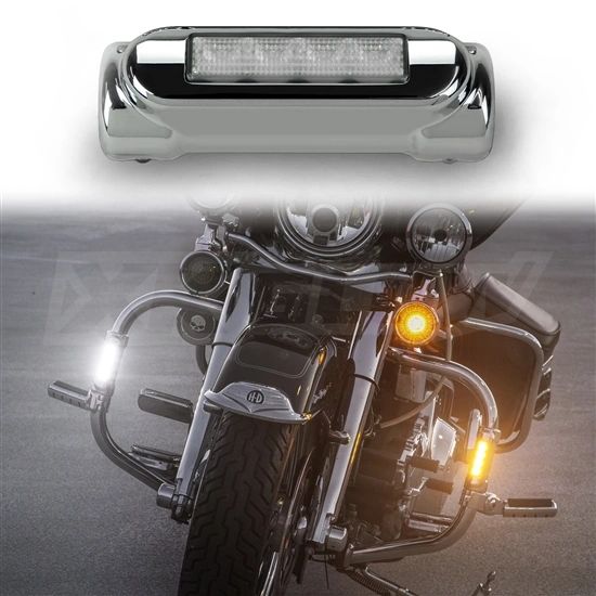 Chrome Motorcycle Highway Bar Switchback Driving Lights DRL Turnsignal