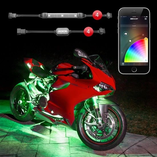 4 Pod 4 Strip XKchrome App Control Motorcycle LED Accent Light Kit