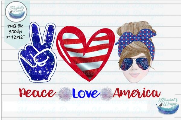 Download Peace Love America brunette brown messy bun stars and ...