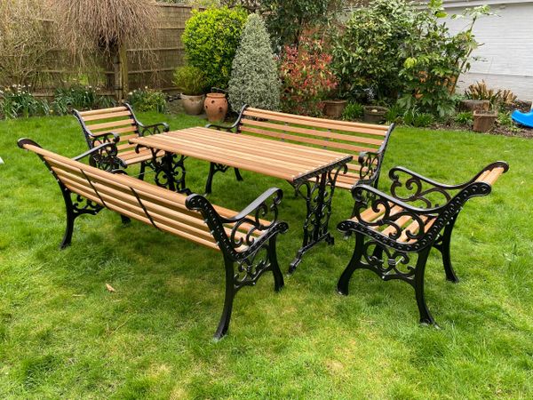 Cast iron and wood store garden furniture