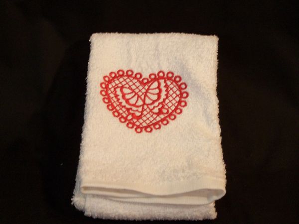 Embroidered Terry Cloth Hand Towel Valentine's Theme SET OF 2. | Turkey Crossing Creations 