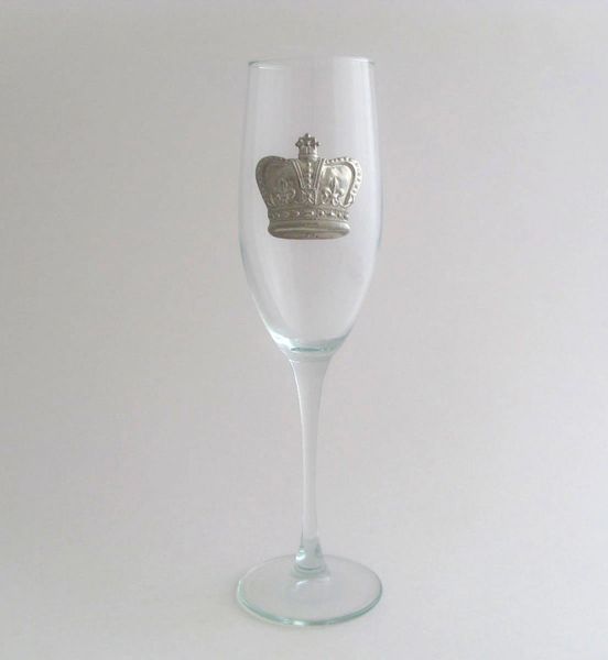 Flute Glass with a Pewter Crown