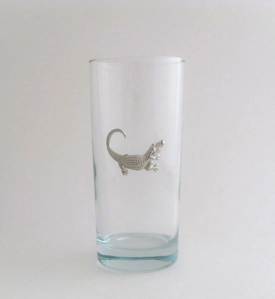 Beverage Glass with Pewter Alligator (Set of 4)