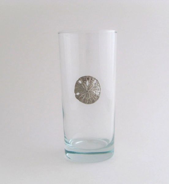 Beverage Glass with Pewter Sand Dollar (Set of 4)