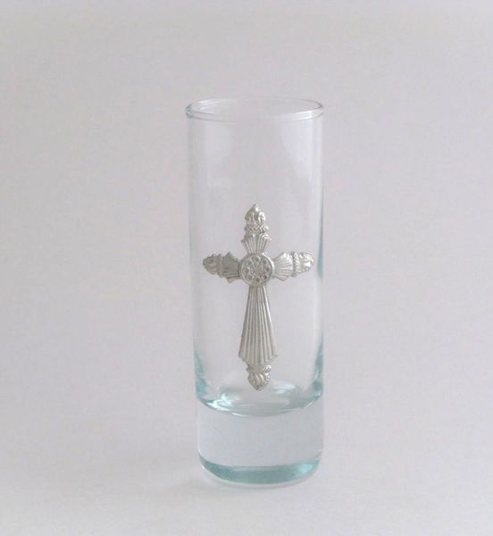 Shot/Cordial Glass with Pewter Cross