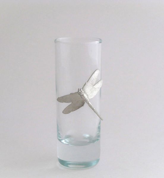 Shot/Cordial Glass with Pewter Dragonfly