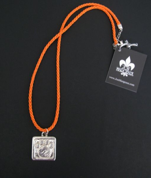 Paws for a Cause Orange Necklace with Pewter Paw