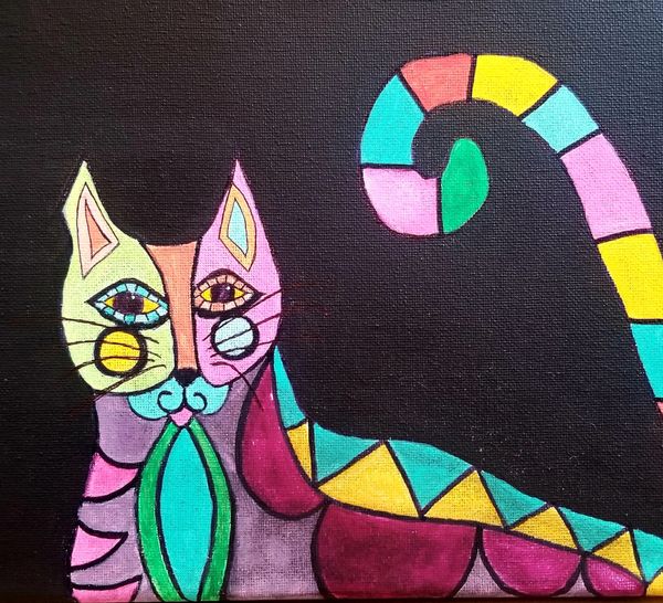 Acrylic on canvas, 8"x10" - Woodstock Kitty - SOLD