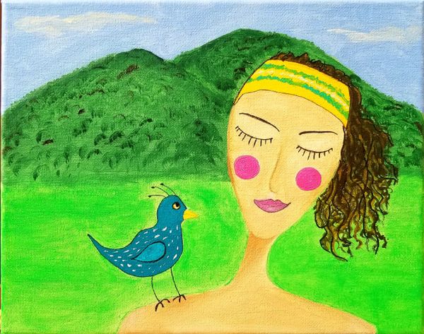 Bluebird of Happiness. 8x10 acrylic on canvas