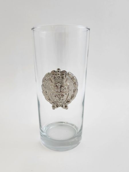Beverage Glass with a Pewter Crest (Set of 4)