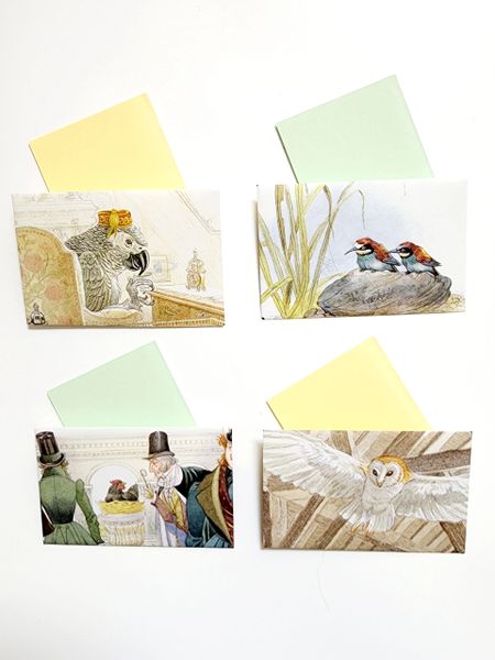 Birds - Mini Note Cards (3.75"x2.5")- Pack of 4