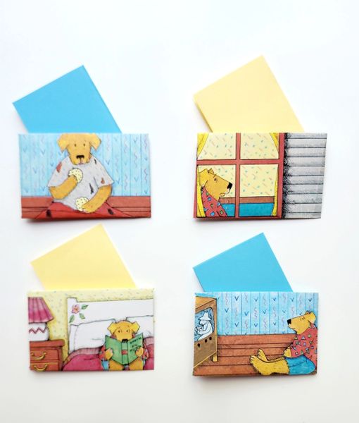Mini Note Cards - Busy Bear (3.75"x2.5")- Pack of 4