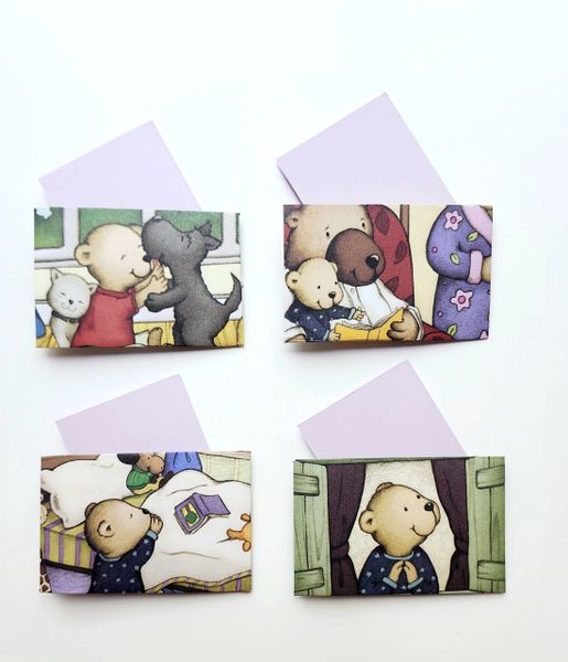 Good Night Bear - Mini Note Cards (3.75"x2.5")- Pack of 4